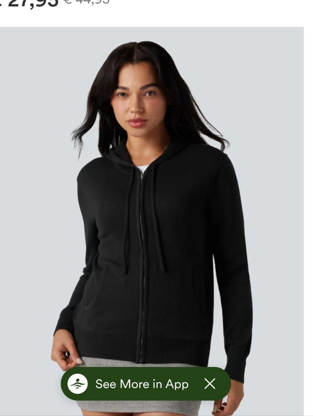 HALARA Hooded Drawstring Long Sleeve Zip Up - Size Small 🆕